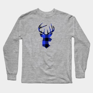 Blue Flannel Hunting Deer Buck Hunter Long Sleeve T-Shirt